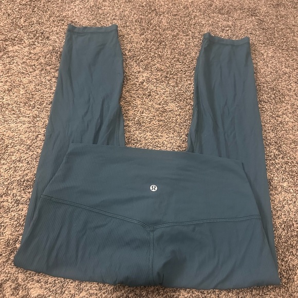 Lululemon Align Ribbed High-Rise Pant 25" Green Jasper Women's Size 10 - Picture 2 of 5